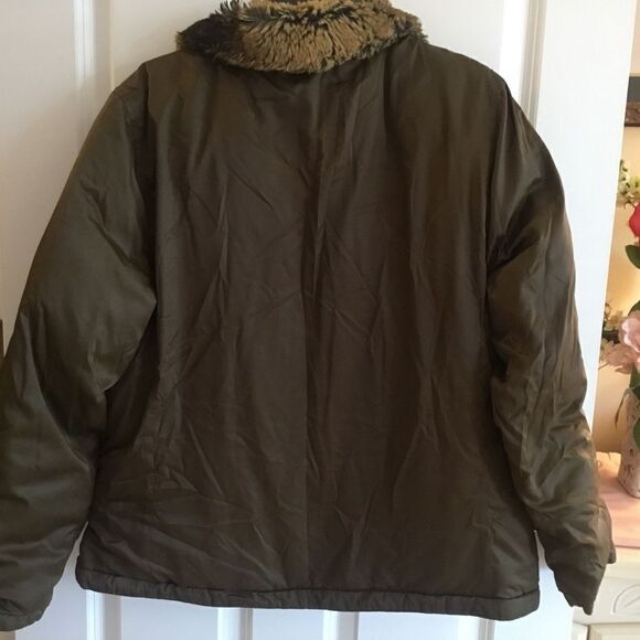 NWOT. Land’s End Brand Chocolate Brown Unquilted Puffer Jacket Size L Goosedown - Picture 4 of 8